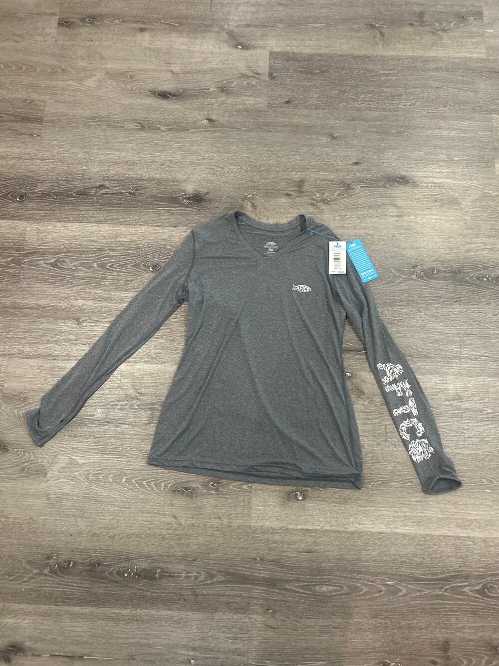NWT AFTCO Women's Jigfish LS Performance Fishing Shirt Medium Charcoal Gray